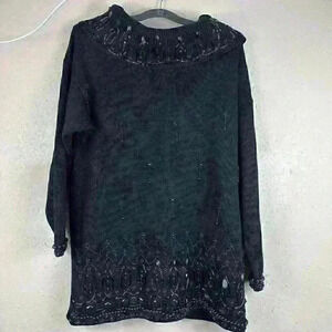 🔥Victoria Jones Vintage Heavy Beaded  Cowl Neck Sweater - 1990s Retro Sz M SC1